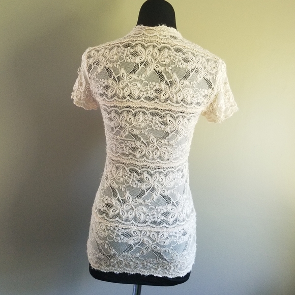 Bebe Nude Lace Top - Picture 3 of 9